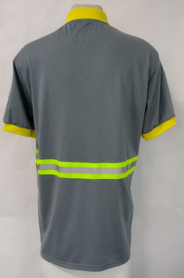 Camisa Modelo Polo Manga Curta Na Cor Cinza Com Faixa Refletiva - Técnico de Campo Ftth/Técnico de Manutenção - Padrão VTAL - Imagem 2